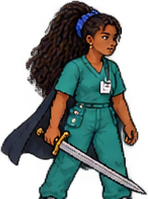 Imani with her longsword