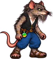 Mordecai's Floor 1 Rat Hooligan sprite, with whiskers, beard and a long rat tail